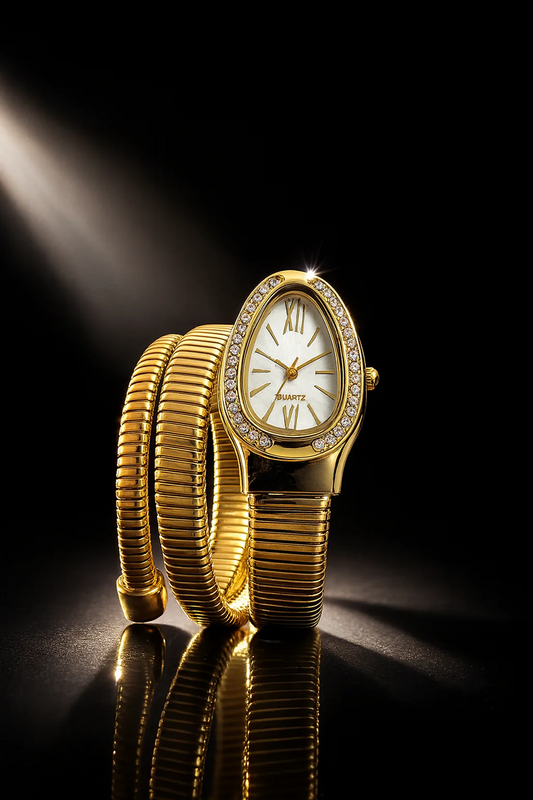 Triple-Wrap Snake Watch | Diamond-Set Bezel & Luxurious Spiral Bracelet
