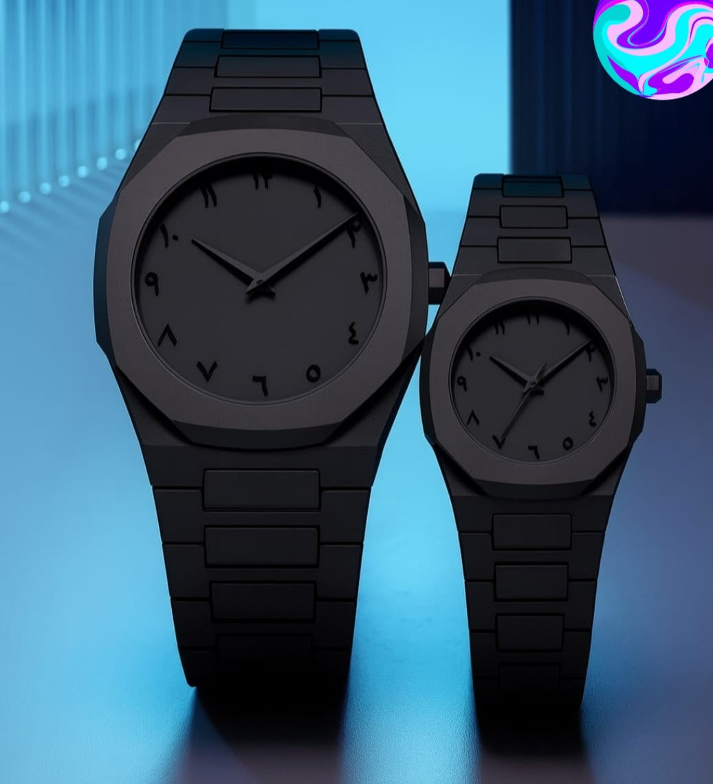 Black Aura Couple Watch Set | Elegant Matching Timepieces for Men & Women