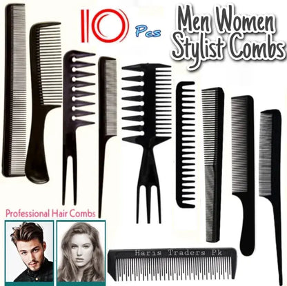 ✨ 10 Pcs Professional Stylist Combs Set - All-in-One Hairdressing Kit (Men & Women) Gloria Brands