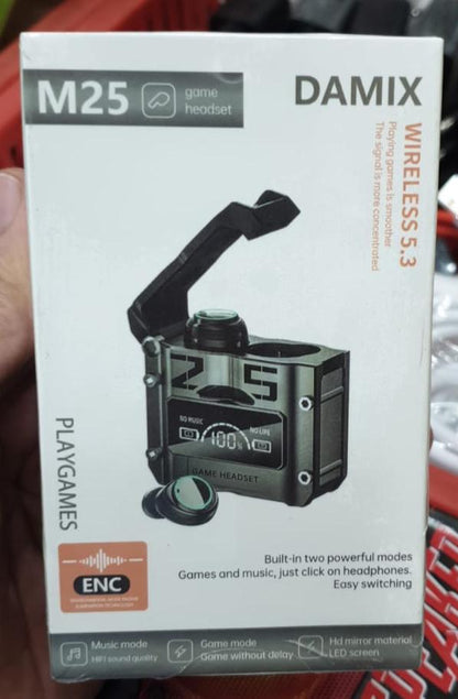 DAMIX M25 Wireless Gaming Headset (Black) | Bluetooth 5.3 Earbuds with ENC Noise Reduction & Dual Mode