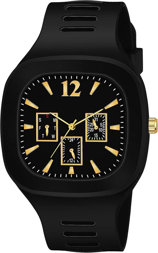 Stylish Square Dial Analog Watch for Men | Casual Silicone Strap, Multi-Color Options