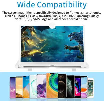 12" HD 3D Mobile Screen Magnifier – Portable Phone Amplifier & Eye Protection