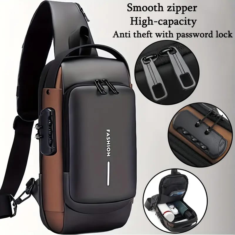 Waterproof Anti-Theft Chest Bag with USB Charging Port & Shoulder Backpack