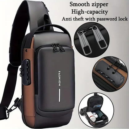 Waterproof Anti-Theft Chest Bag with USB Charging Port & Shoulder Backpack