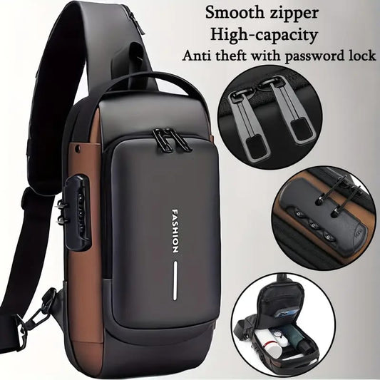 Waterproof Anti-Theft Chest Bag with USB Charging Port & Shoulder Backpack