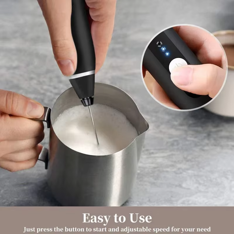2-in-1 Electric Rechargeable Milk Frother | Handheld Mini Coffee Beater