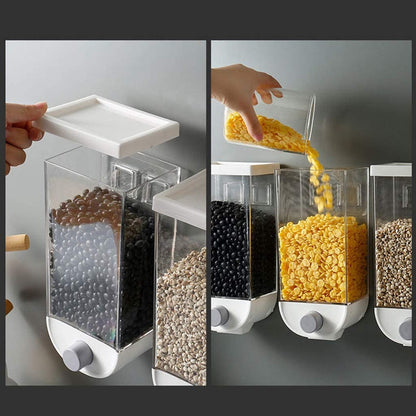 1500ml Wall-Mounted Grain Storage Box | Cereal, Rice & Dry Food Dispenser