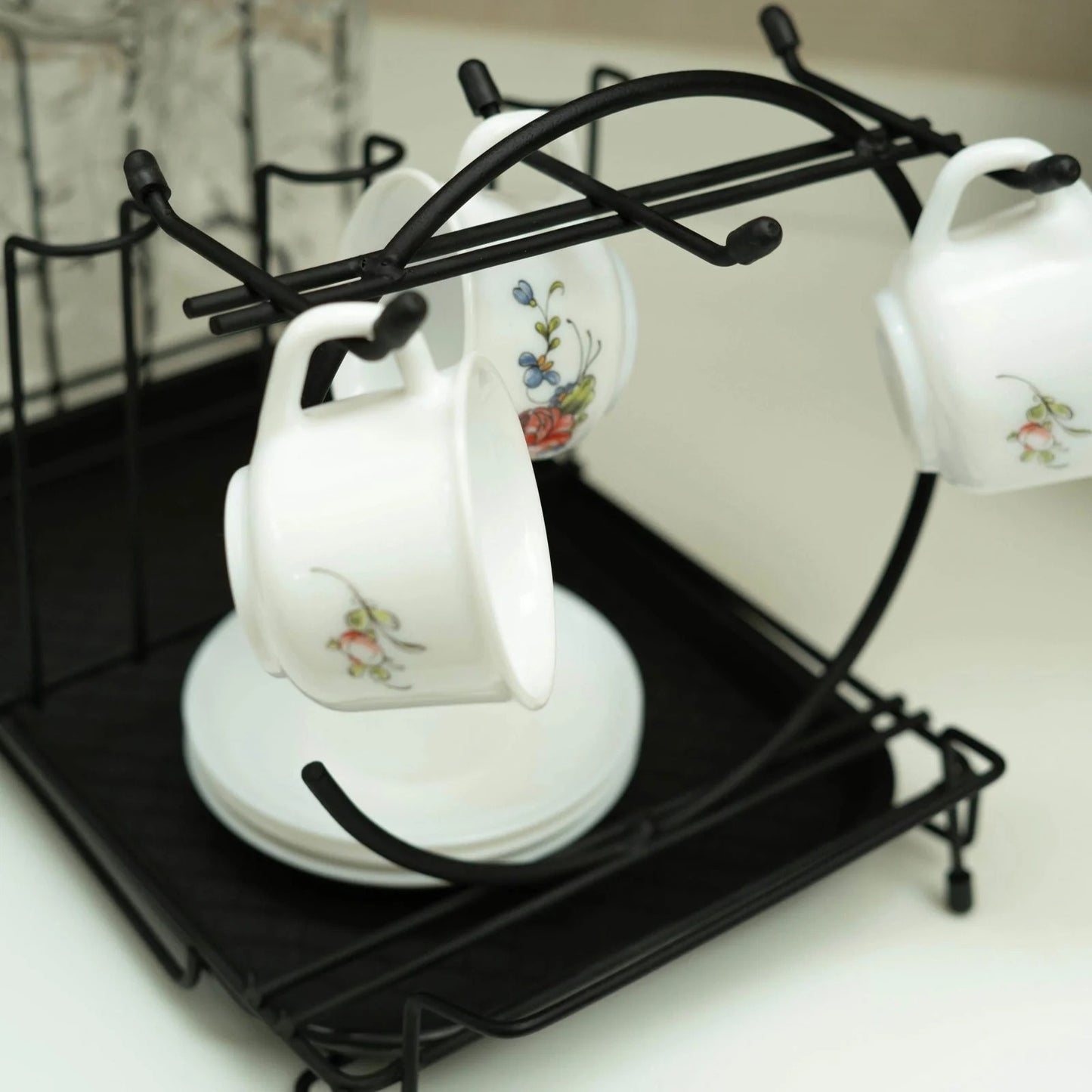Durable Metal Cup & Glass Stand Rack | Space-Saving Countertop Organizer