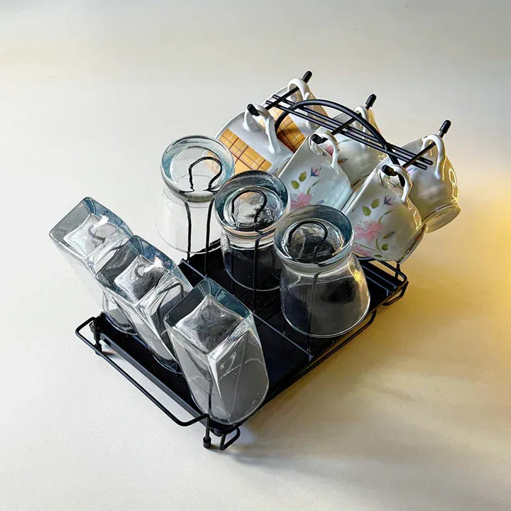Durable Metal Cup & Glass Stand Rack | Space-Saving Countertop Organizer