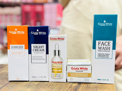 ✨ Gluta White 5-Piece Skin Care Set | Complete Brightening & Anti-Aging Beauty Kit