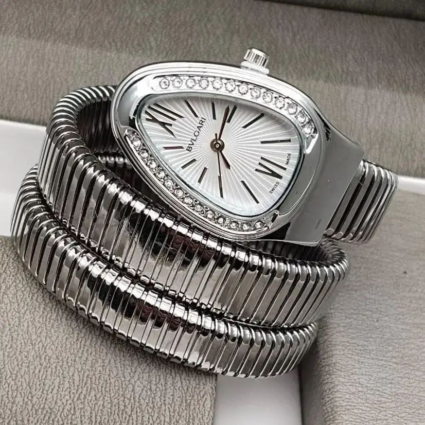 Triple-Wrap Snake Watch | Diamond-Set Bezel & Luxurious Spiral Bracelet