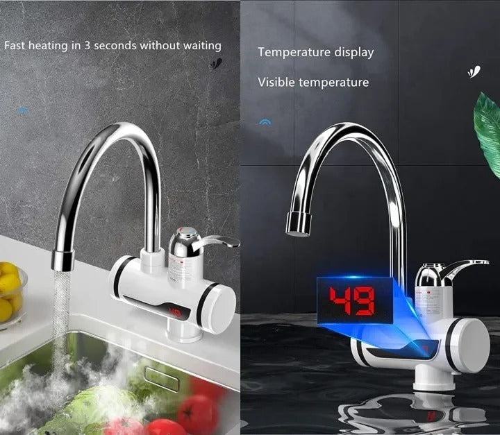 Electric Kitchen Instant Water Heater Tap | Fast Heating Tankless Faucet with Digital Temperature Display
