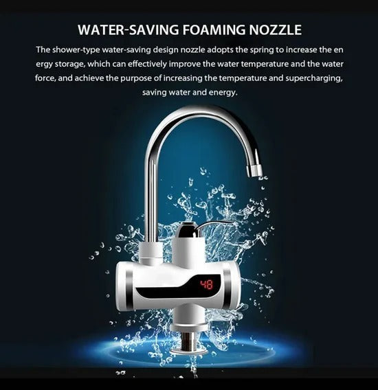 Electric Kitchen Instant Water Heater Tap | Fast Heating Tankless Faucet with Digital Temperature Display