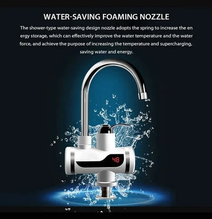 Electric Kitchen Instant Water Heater Tap | Fast Heating Tankless Faucet with Digital Temperature Display