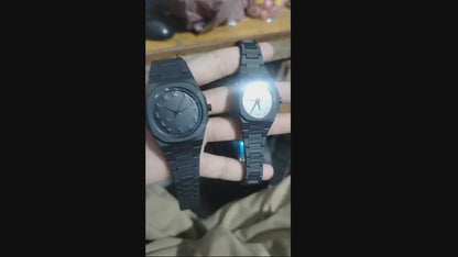 Black Aura Couple Watch Set | Elegant Matching Timepieces for Men & Women